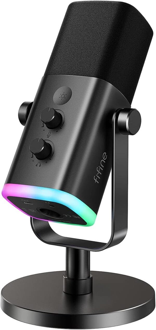 FIFINE USB/XLR Dynamic Microphone with RGB Light