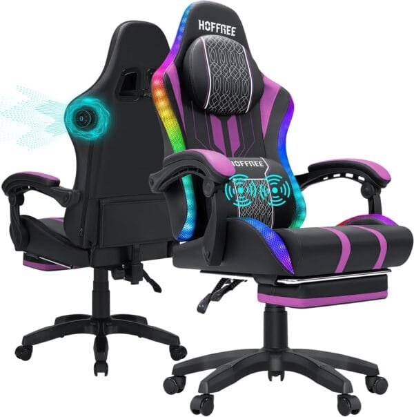 HOFFREE Led Gaming Chair with Speakers