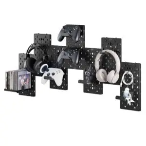 PEGZONE Controller & Headphone Holder Wall Mount – Modular Pegboard Storage for Xbox, PlayStation, Switch, & PC Gaming Setups.